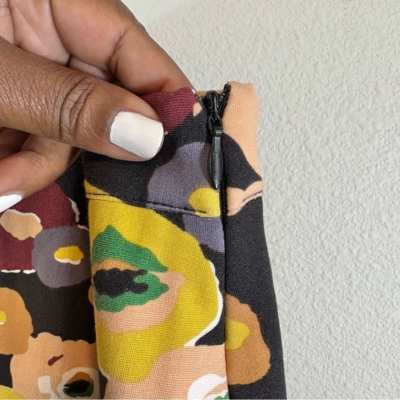 ModCloth Black Floral Pencil Skirt Size 2X Yellow Multicolor Stretch Knit Casual - Picture 5 of 11
